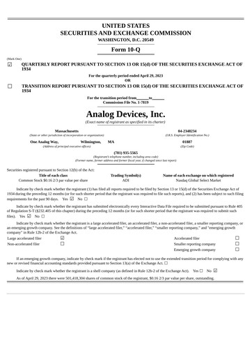 Thumbnail Analog Devices Quarterly Report 2023-q2