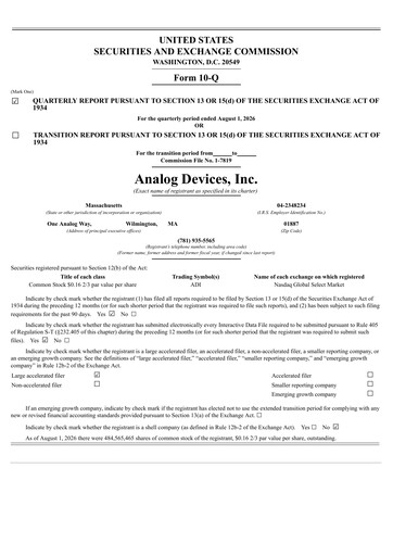 Thumbnail Analog Devices Quarterly Report 2026-q3