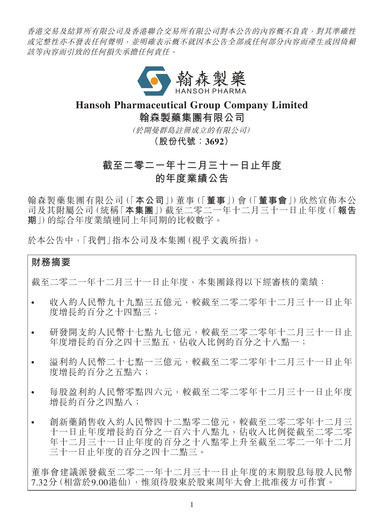 Thumbnail Hansoh Pharma
 Financial Report 2021