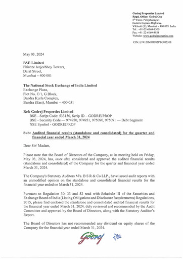 Thumbnail Godrej Properties Financial Statement 2023-2024