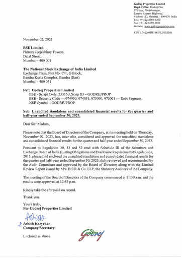 Thumbnail Godrej Properties Quarterly Report 2023-q2