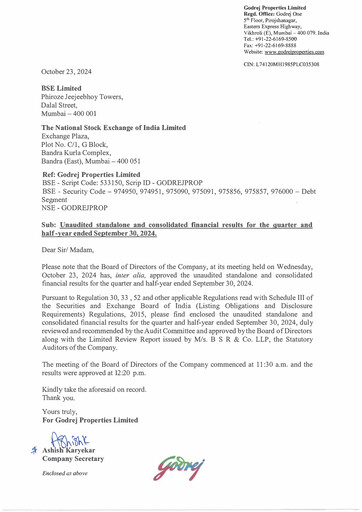 Thumbnail Godrej Properties Quarterly Report 2024-q2