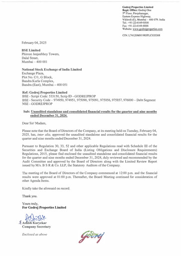 Thumbnail Godrej Properties Quarterly Report 2024-q3