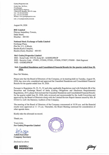 Thumbnail Godrej Properties Quarterly Report 2026-q1