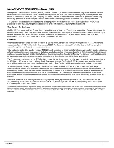Thumbnail Veren Quarterly Report 2024-q3