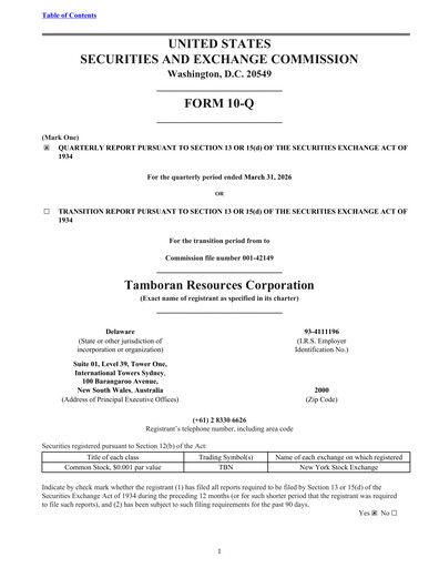 Vorschaubild Tamboran Resources Quartalsbericht 2026-q3