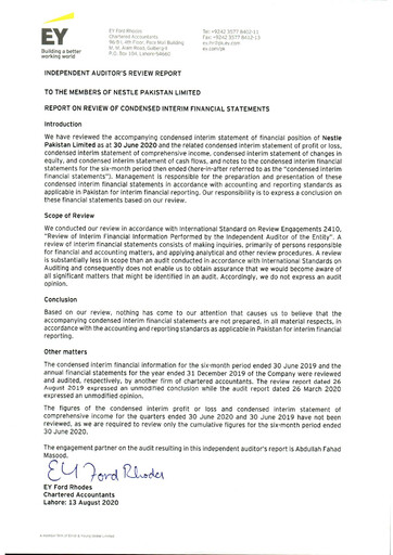 Vorschaubild Nestle Pakistan Finanzmitteilung 2020-h1