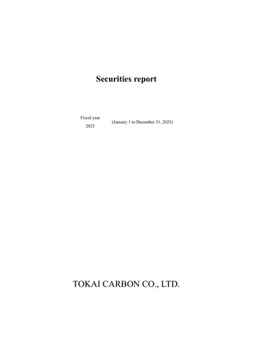 Thumbnail Tokai Carbon
 Financial Report 2025