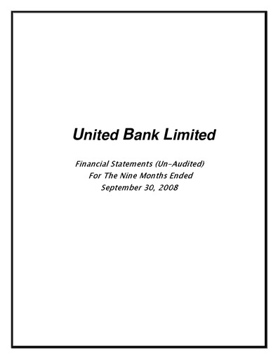 Miniature United Bank (Pakistan) Bilan financier 2008-9m
