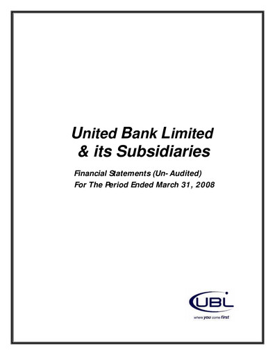 Miniature United Bank (Pakistan) Bilan financier 2008-q1