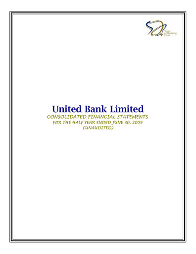 Miniature United Bank (Pakistan) Bilan financier 2009-h1