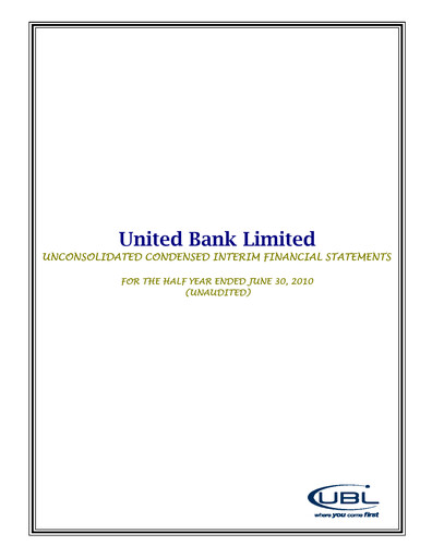 Thumbnail United Bank (Pakistan) Financial Statement 2010-h1