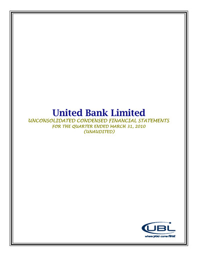 Miniature United Bank (Pakistan) Bilan financier 2010-q1