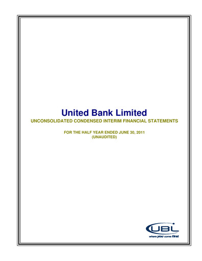 Thumbnail United Bank (Pakistan) Financial Statement 2011-h1