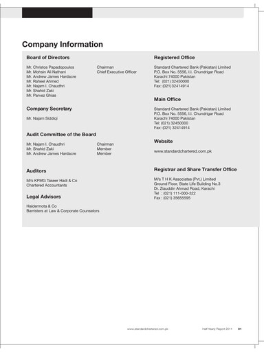 Thumbnail Standard Chartered Bank (Pakistan) Half-year Report 2011-h1