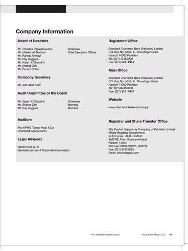 Thumbnail Standard Chartered Bank (Pakistan) Quarterly Report 2012-q3