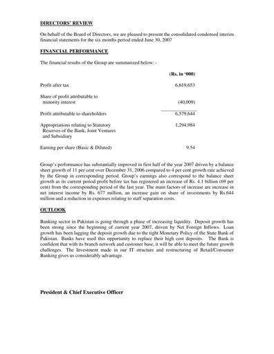 Miniature Habib Bank Rapport semestriel 2007-h1