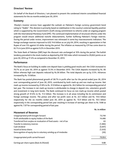 Miniature Habib Bank Rapport semestriel 2014-h1
