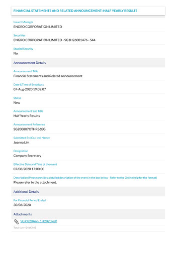 Vorschaubild Engro Corporation Halbjahresbericht 2020-h1