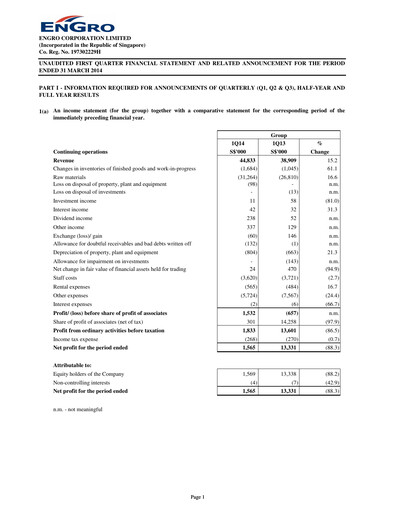 Thumbnail Engro Corporation Quarterly Report 2014-q1