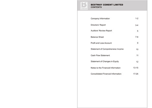 Thumbnail Bestway Cement Half-year Report 2012-h1