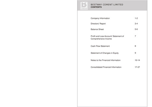 Thumbnail Bestway Cement Quarterly Report 2011-q1