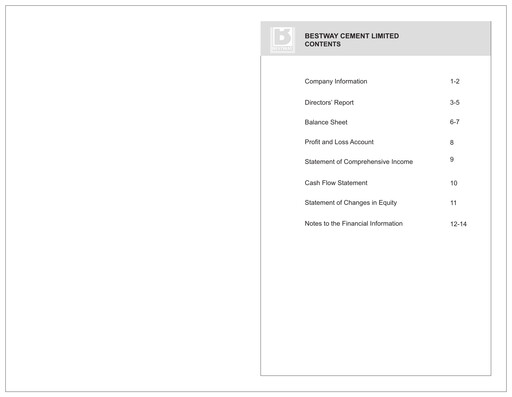 Thumbnail Bestway Cement Quarterly Report 2015-q3