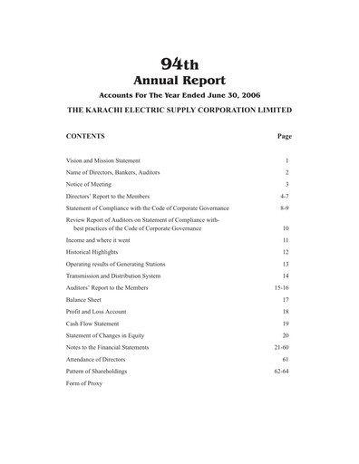 Miniature K-Electric Rapport annuel 2006