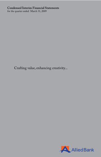 Thumbnail Allied Bank (Pakistan) Quarterly Report 2009-q1