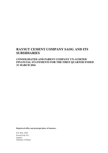 Thumbnail Raysut Cement Quarterly Report 2016-q1