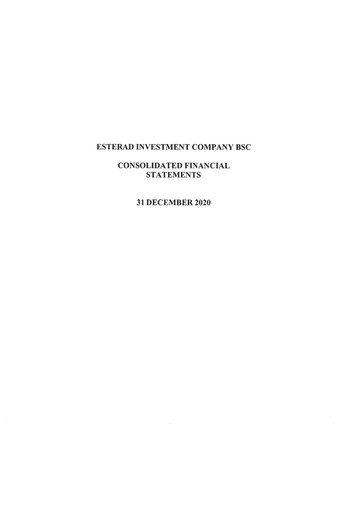 Thumbnail Esterad Investment Company Financial Statement 2020