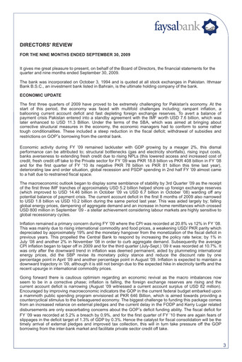Thumbnail Faysal Bank Quarterly Report 2009-q3