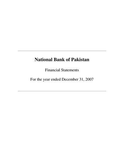 Thumbnail National Bank of Pakistan Financial Statement 2007
