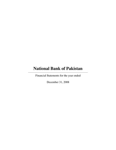 Thumbnail National Bank of Pakistan Financial Statement 2008
