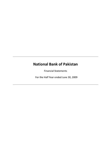 Miniature National Bank of Pakistan Rapport semestriel 2009-h1