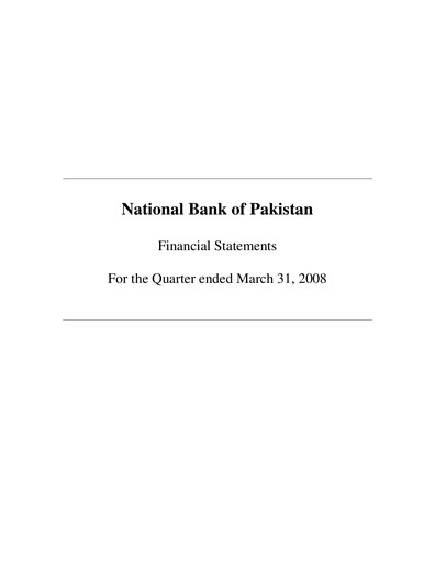 Thumbnail National Bank of Pakistan Quarterly Report 2008-q1