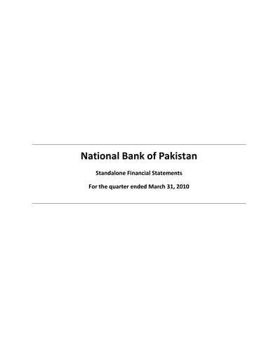 Thumbnail National Bank of Pakistan Quarterly Report 2010-q1