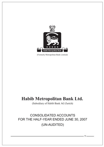 Thumbnail Habib Metropolitan Bank Financial Statement 2007-h1