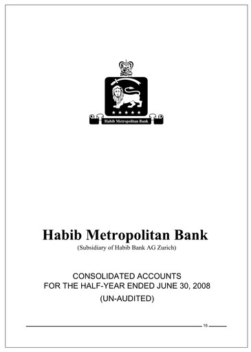 Thumbnail Habib Metropolitan Bank Half-year Report 2008-h1