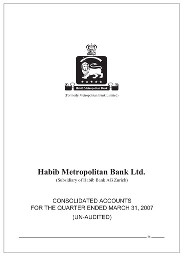 Thumbnail Habib Metropolitan Bank Quarterly Report 2007-q1