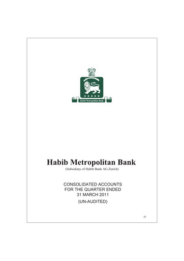 Thumbnail Habib Metropolitan Bank Quarterly Report 2011-q1