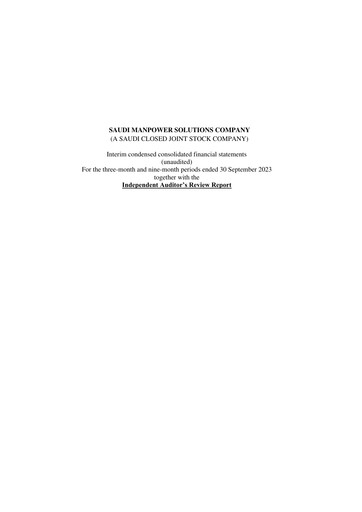 Vorschaubild SMASCO (Saudi Manpower Solutions Company) Quartalsbericht 2023-q3
