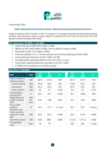 Thumbnail Parkin PJSC Quarterly Report 2025-q3