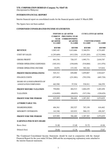 Thumbnail YTL Corporation Berhad Quarterly Report 2009-q3