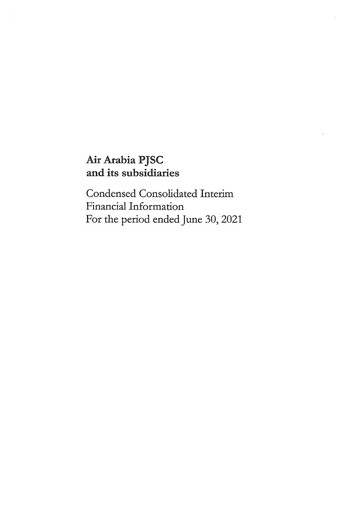Thumbnail Air Arabia Financial Statement 2021-h1