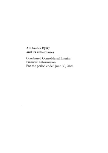 Thumbnail Air Arabia Financial Statement 2022-h1