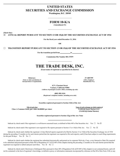 Thumbnail The Trade Desk
 Annual Report 2016