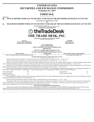 Thumbnail The Trade Desk
 Annual Report 2019