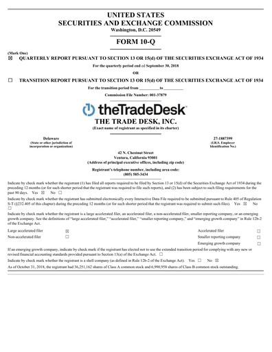 Vorschaubild The Trade Desk
 Quartalsbericht 2018-q3