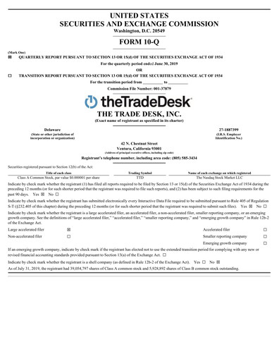 Vorschaubild The Trade Desk
 Quartalsbericht 2019-q2